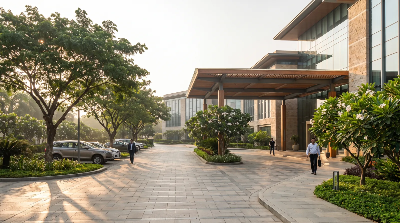 Arrival sequence at a commercial property entrance