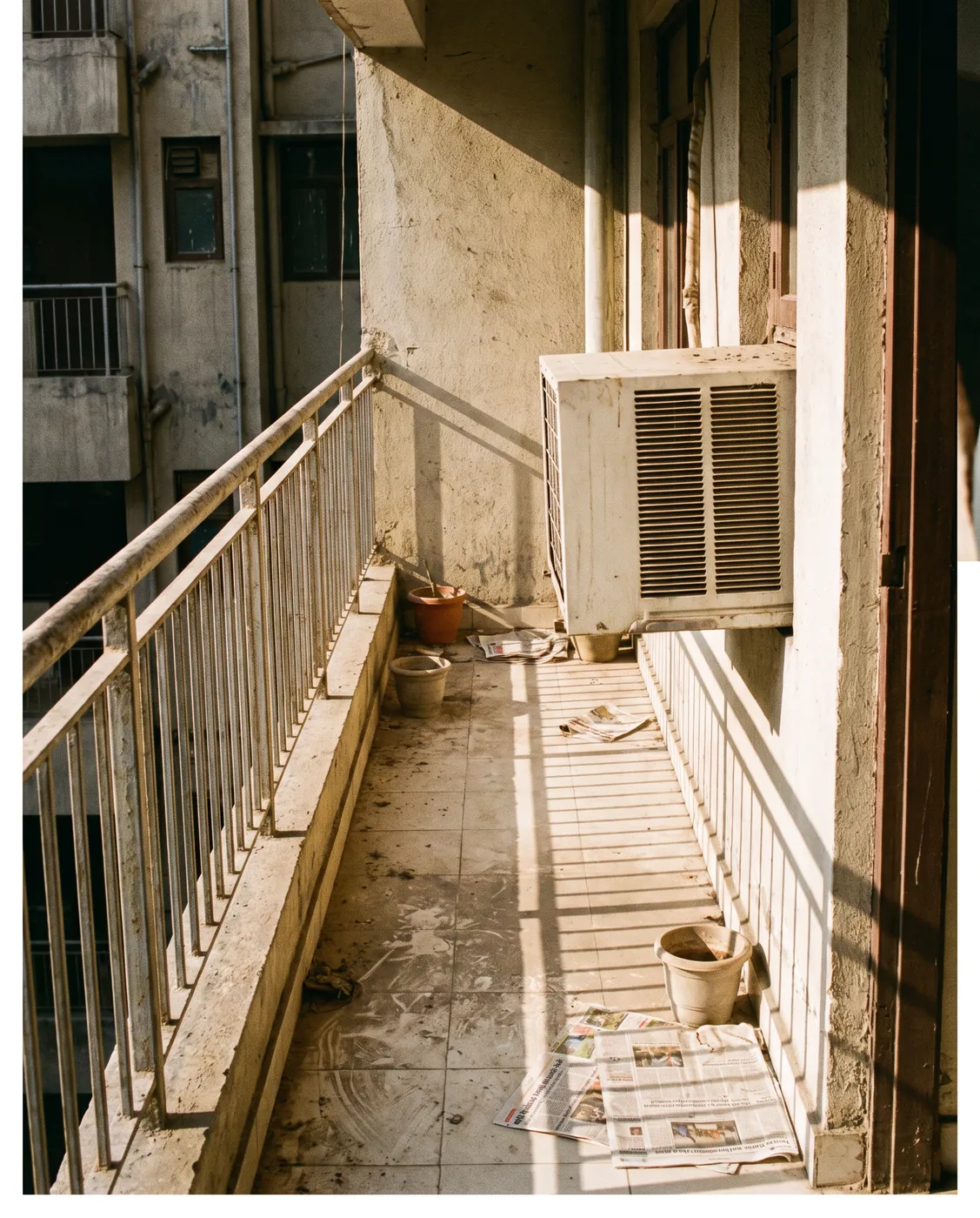 Empty Indian apartment balcony before garden design