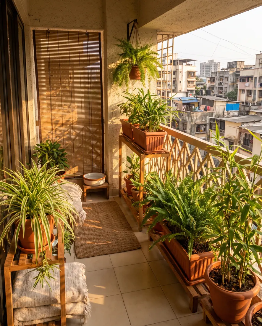 Balcony with a clear centre path