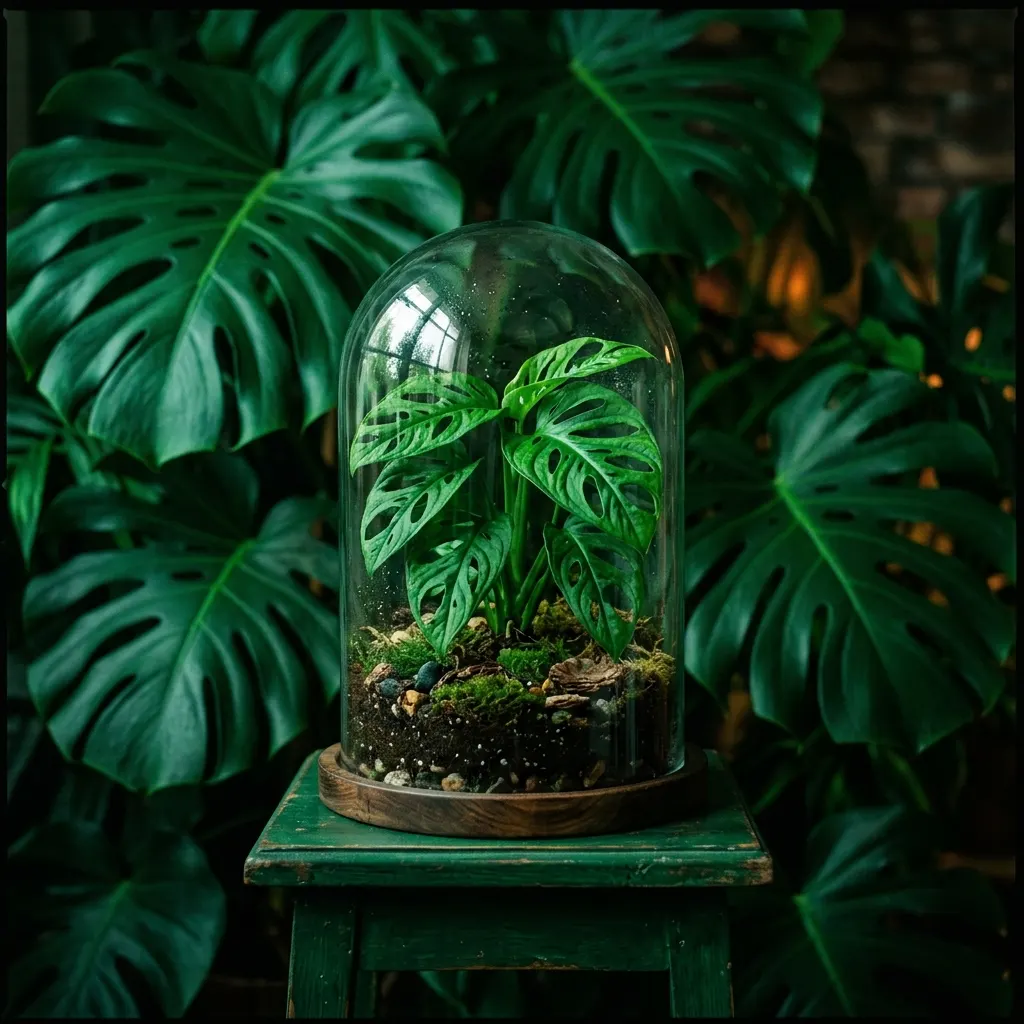 Plant nursery website demo with a houseplant under a glass cloche